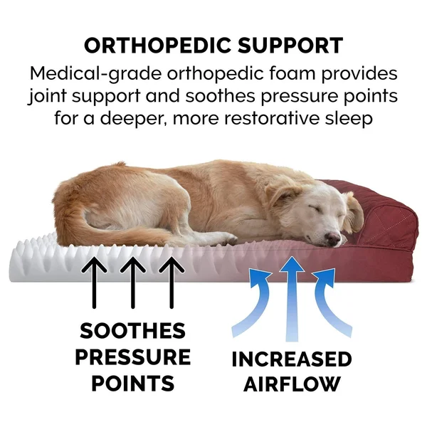 FurHaven Quilted Orthopedic Sofa Pet Bed - Toasted Brown (Jumbo Plus)