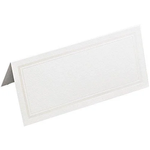 Jam Paper Foldover Wedding Table Place Cards, 2 x 4 1/4, White with Gold Double Border Placecards, 100/Pack (312125229)