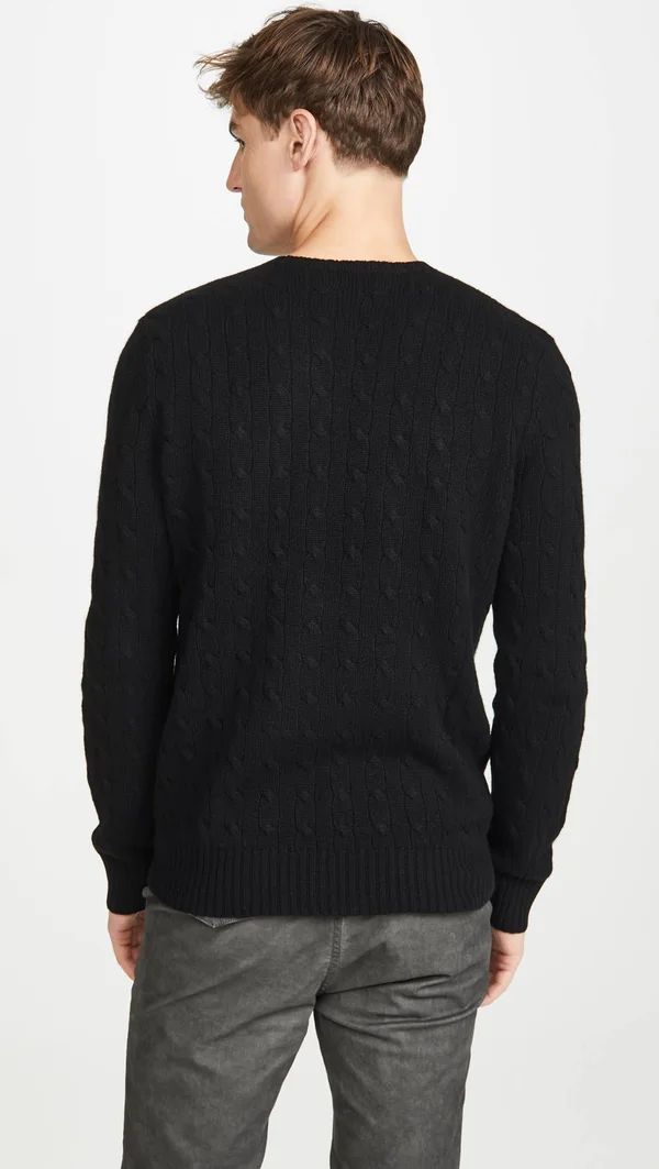 Polo Ralph Lauren Cable-Knit Cashmere Sweater: Men's - Polo Black - M
