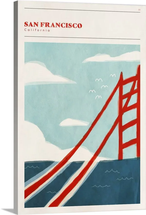 Mid Century City - San Francisco, Canvas Wall Art, 24x36, Great Big Canvas