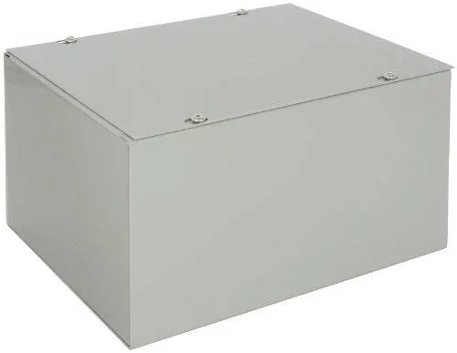 Bud Industries JB-3959 Steel NEMA 1 Sheet Metal Junction Box with Lift-Off Screw Cover 8 Width x 10 Height 6 Depth Gray Finish