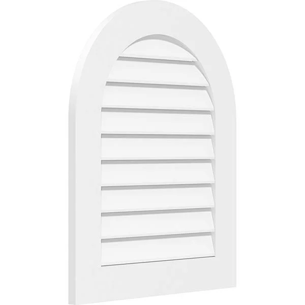 Ekena Millwork GVPRT42X3601SF 42x22W x 36x22H Round Top Surface Mount PVC Gable Vent: Functional - w/ 3-1/2x22W x 1x22P Standard
