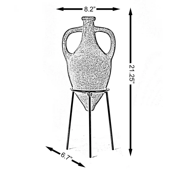 Uniquewise Antique Roman Style Pointed Amphora Vase on Metal Tripod Stand