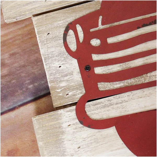 Raz 28x22 Rustic Wood and Metal Red Truck Carrying Tree Wall Art