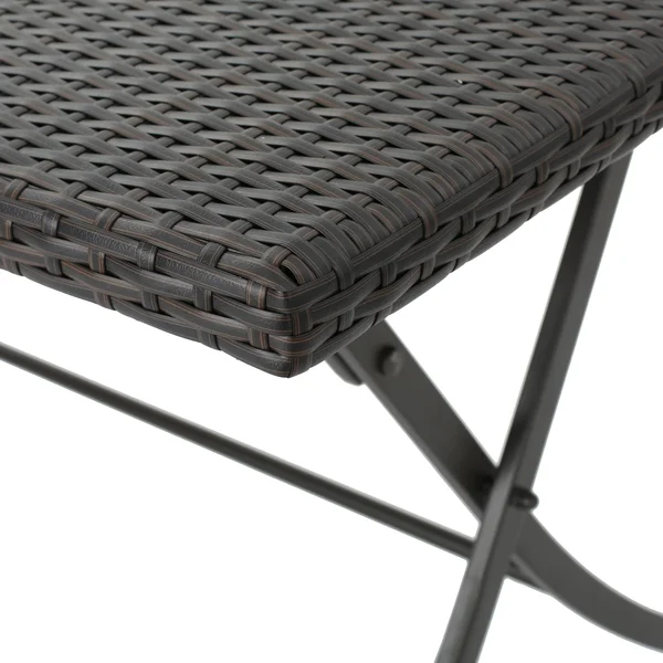 Christopher Knight Home Riad Outdoor Wicker Rectangular Foldable Dining Table with Unbrella Holeby Multi-Brown
