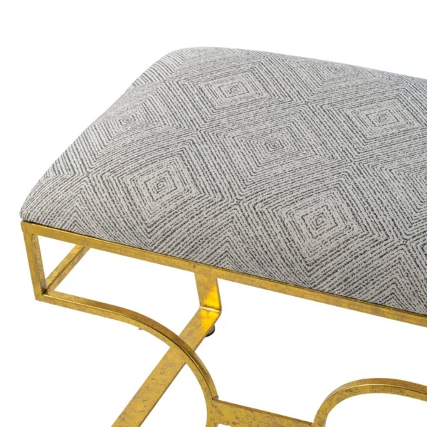 23.5x22 Gold Classic Vintage Style Upholstered Rectangular Bench