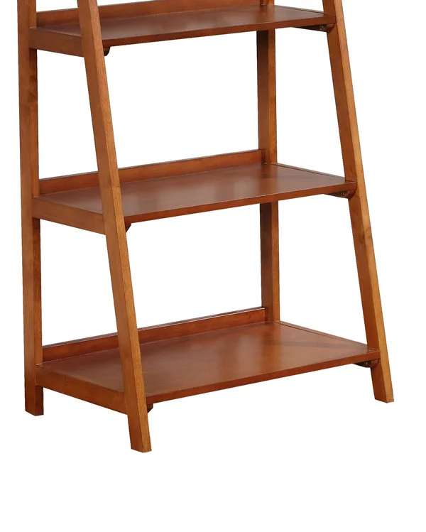 Benzara Ladder Style Wooden Bookcase with 5 Spacious Shelves, Brown