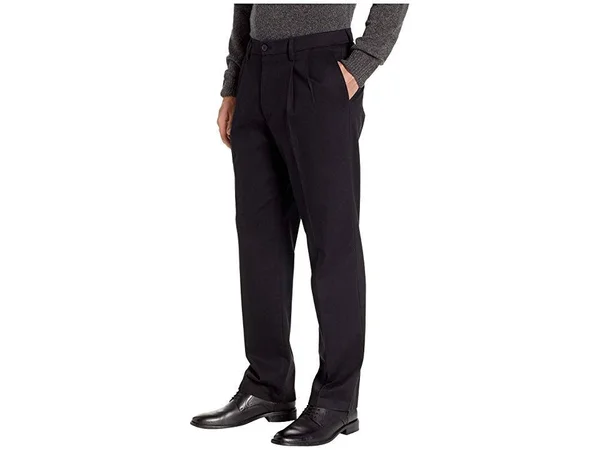 Dockers Men's Classic Fit Signature Khaki Lux Cotton Stretch Pleated Pants - 42 34, Black