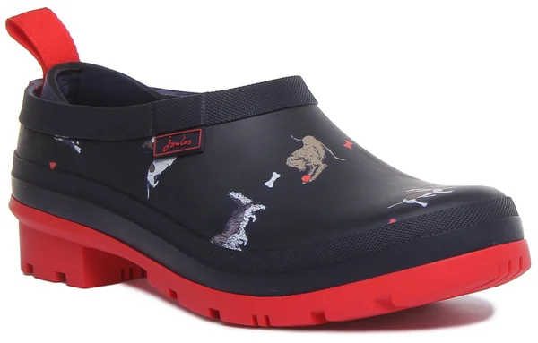 Joules Pop on Women's Wellington Boots - Navy Dogs