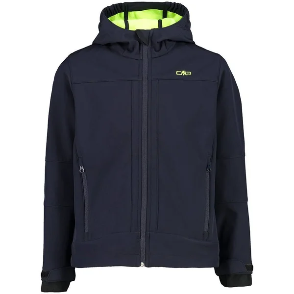 Cmp Hood Fix Softshell Jacket Blue Fluorescent Yellow Kids - 16