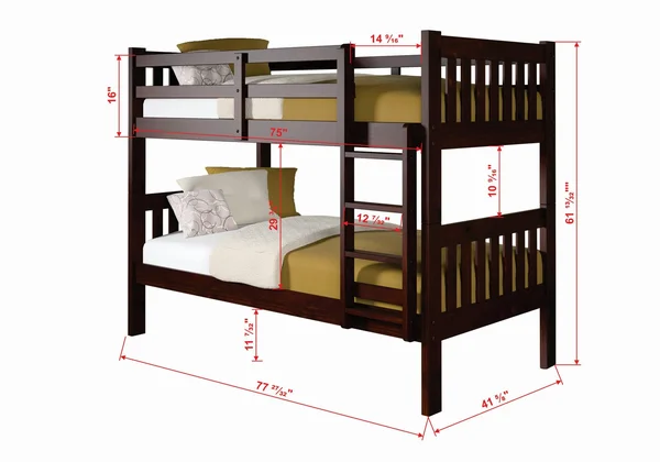Donco Twin Over Twin Mission Bunk Bed - Dark Cappuccino