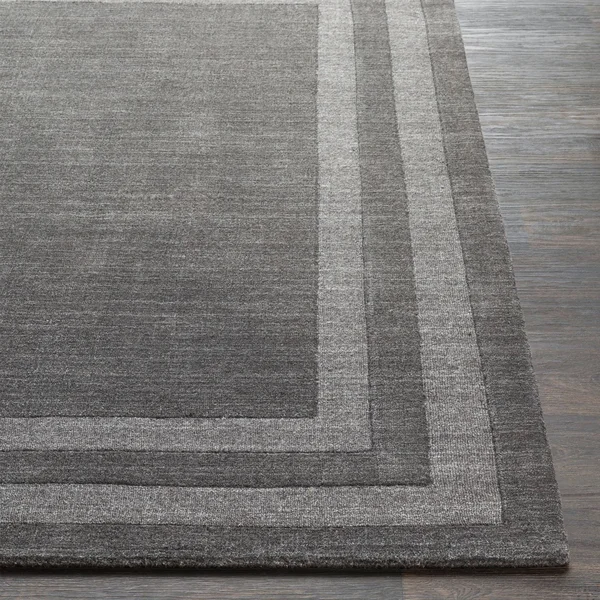 Modern BHS-0061938 Tufted Wool Charcoal Border Accent Rug - 8' x 11'