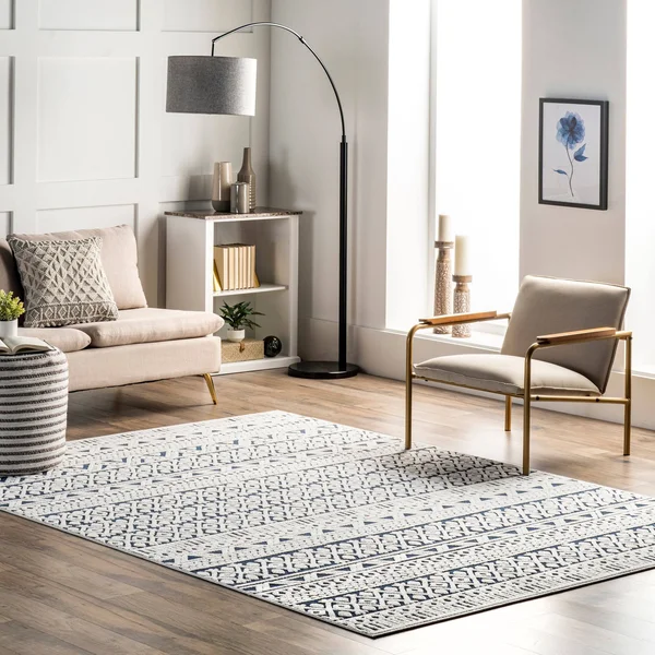 nuLOOM Tina Textured Geometric Banded Area Rug - 6& 7x22 x 9& - Blue