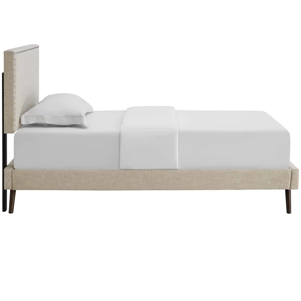 Modway Macie Twin Fabric Platform Bed with Round Splayed Legs - Azure