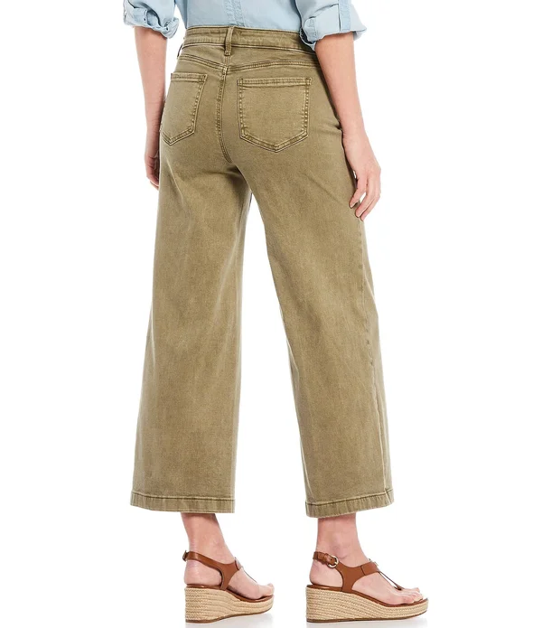 Petite Women's Nydj Teresa Cropped Wide Leg Jeans, Size 00p - Green