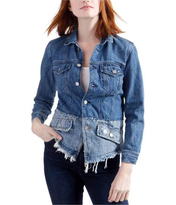 Lucky Brand, Waisted Trucker Denim Jacket, Blue - XL