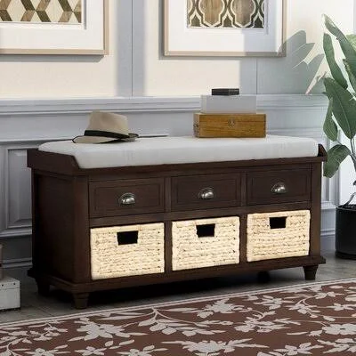 Farmington Drawers Storage Bench Beachcrest Home Color: Espresso