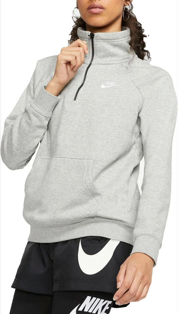 Nike Sportswear Women's Essential Quarter Zip Fleece Pullover - Size: XS, Dk Grey Heather