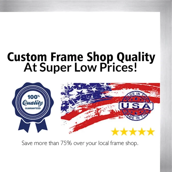 CustomPictureFrames 32x32 - 32 x 32 Stainless Steel Silver Solid Wood Frame with UV Framer&s Acrylic & Foam Board Backing