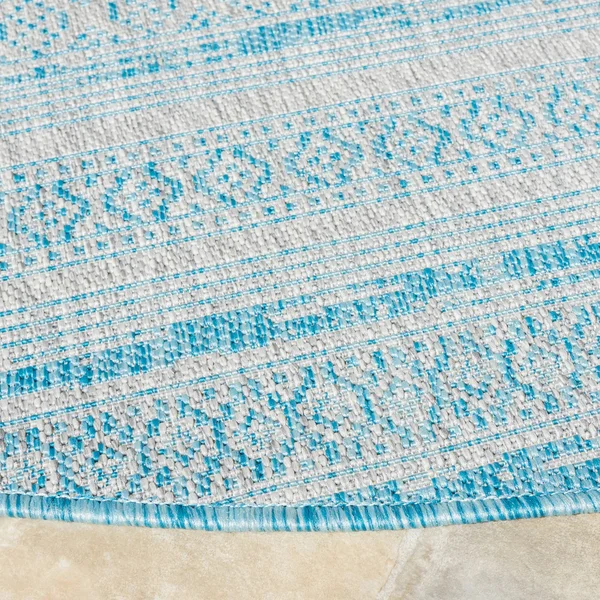 Safavieh Courtyard Evon Indoor/ Outdoor Rug - 5&3x22 x 7&7x22 - Aqua/Grey