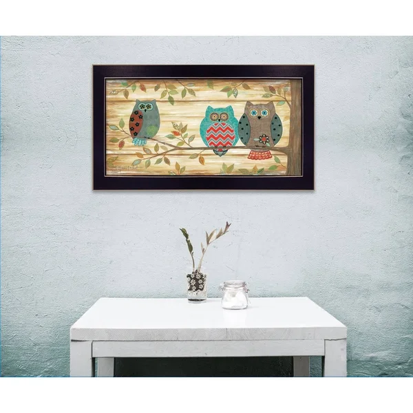 Three Wise Owls by Annie LaPoint Ready to Hang Printed Wall Art - Black Frame