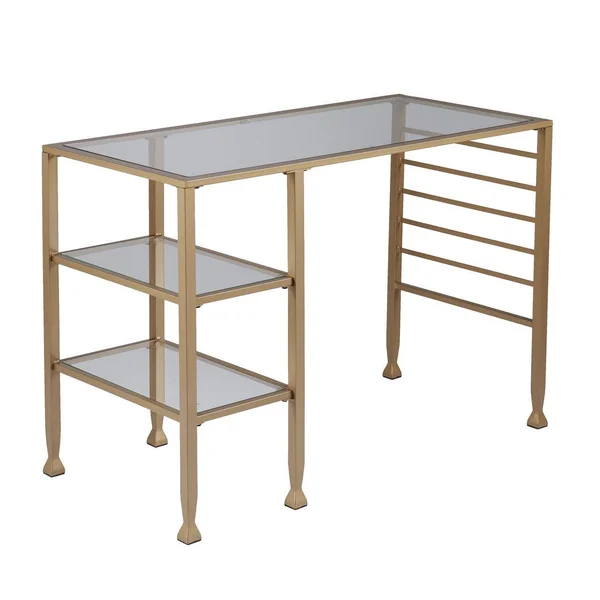 Southern Enterprises HO5776 Jaymes Gold Metal/Glass Writing Desk