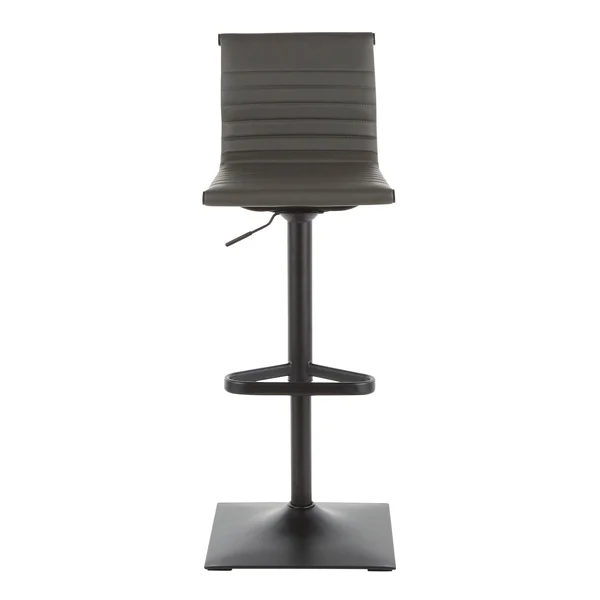 Porch & den Tower Master Adjustable Bar Stool in Faux Leather and Black Metal - Grey
