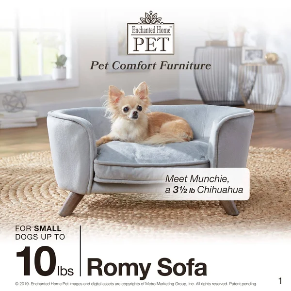 Enchanted Home Pet Romy Grey Pet Sofa