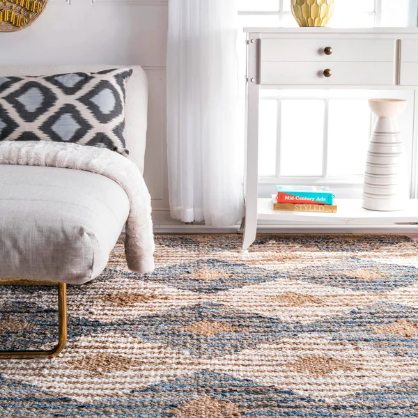 nuLOOM Hand Braided Marla Denim Diamonds Area Rug - Blue/Ivory