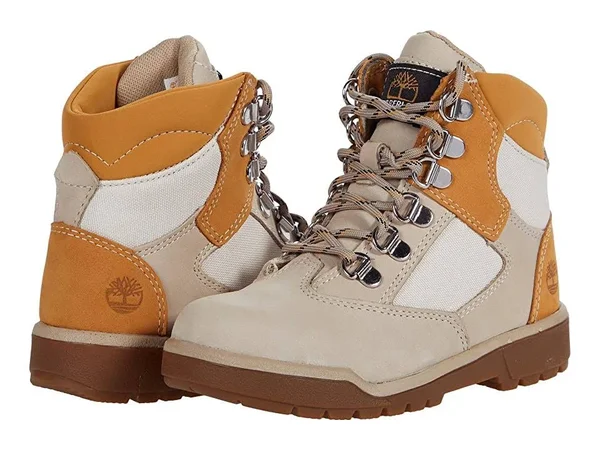 Timberland Kids 6 Leather/Fabric Field Boot Boys Shoes 9481425 - 13 Little Kid M - Beige