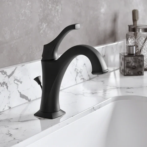 Kraus Arlo Spot-Free all-Brite Stainless Steel Single Handle Basin Bathroom Faucet with Lift Rod Drain and Deck Plate (2-Pack)