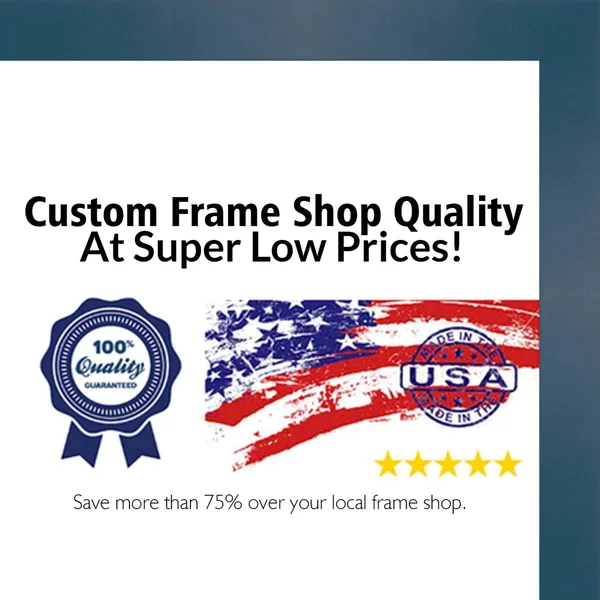 CustomPictureFrames.com 18x26 - 18 x 26 Flat Blue Solid Wood Frame with UV Framer&s Acrylic & Foam Board Backing - Great for