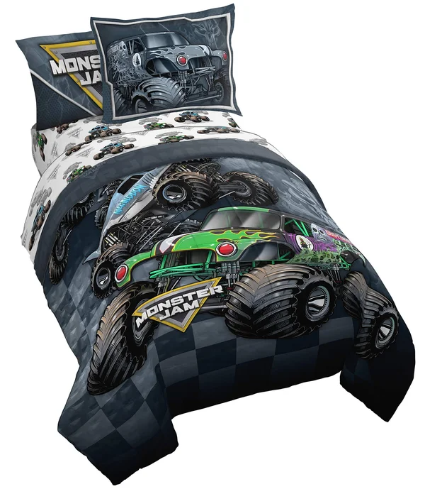 Monster Jam Slash 5 Piece Twin Bed Set - Includes Reversible Comforter & Sheet S