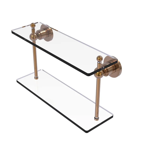 Allied Brass Astor Place Collection 16 inch Two Tiered Glass Shelf Matte White - 16 Inches x 5 Inches