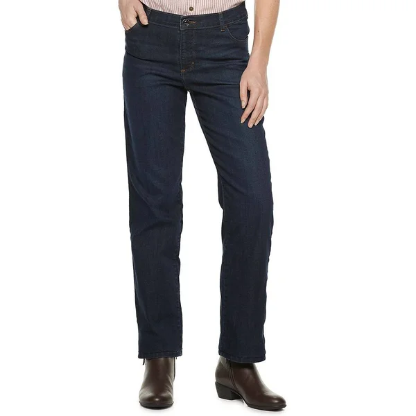 Women's Lee Relaxed Fit Straight-leg Jeans - Size: 8 Tall, Dark Blue