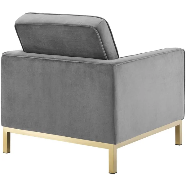 Modway Loft Gold Stainless Steel Performance Velvet Armchair Gold Navy