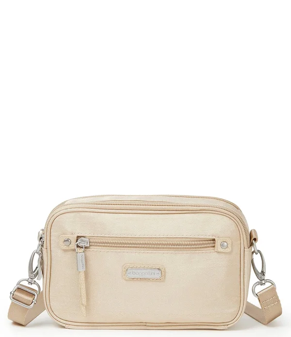Baggallini RFID Festival Bag (Champagne Shimmer), 8.5" x 5.5" x 2"