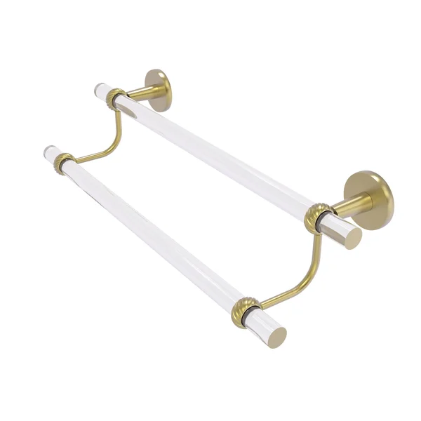 Allied Brass CV-72T-30-SBR 30 in. Clearview Collection Double Towel Bar with Twisted Accents Satin Brass
