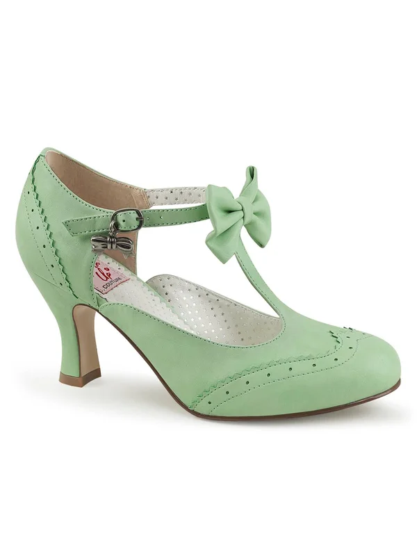 FLAPPER-11, 3x22 Kitten Heel Shoes Mint Faux Leather, Size 7