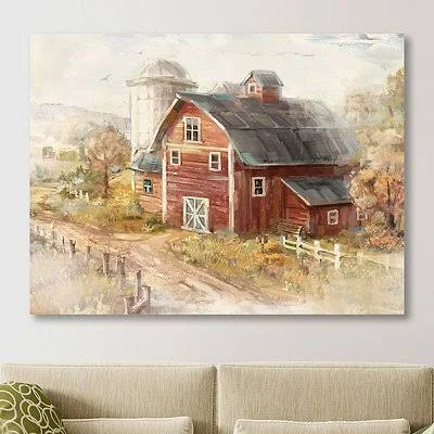 Red Barn Giclee Canvas Art Print - 40x30 in.