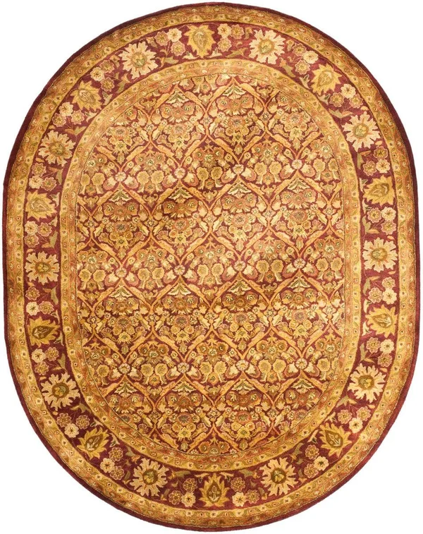 Safavieh Antiquity AT51A Wine, Gold Rug 8& x 8& Round
