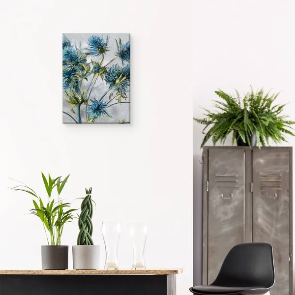 Indigo Blooms by Studio Arts Canvas Art Print, Size: 24 x 36