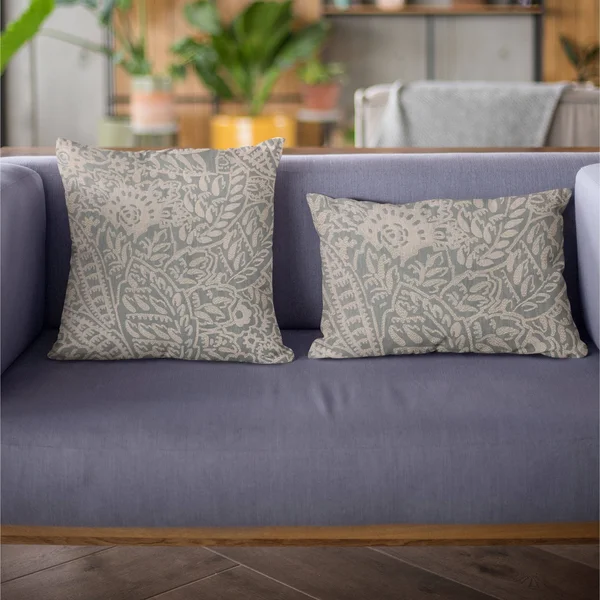 Plutus 24x22 x 24x22 Festive Jacquard Luxury Throw Pillow in Gray