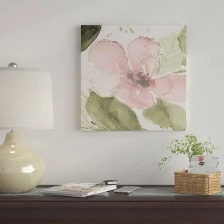 Winston Porter 'Watercolor Blooms II' Watercolor Painting Print on Canvas - Size: 36 inch H x 36 inch W x 1.5 inch D, Pink