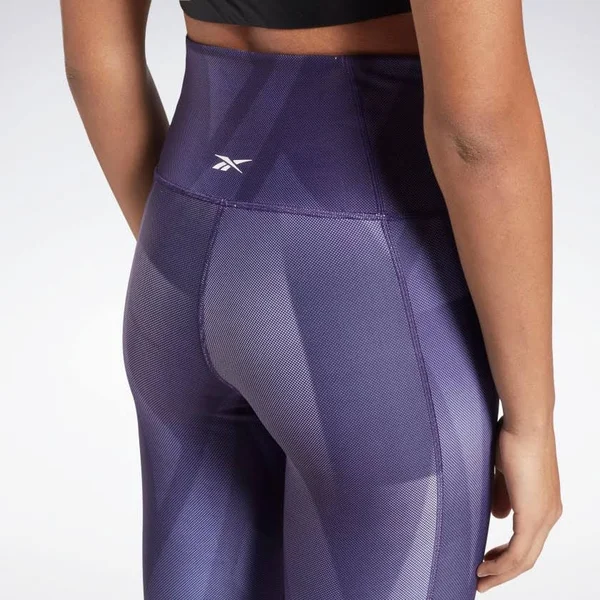 Reebok Women's Studio Lux Bold High-Rise Vector Block Training Tights in Purple/Dark Orchid Size Small