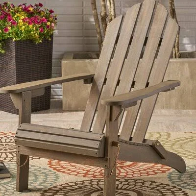 Gracie Oaks Larracey Solid Wood Folding Adirondack Chair - Gray