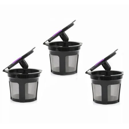 Black Refillable Reusable 3 K-Cups Filter Pod for Keurig 2.0 Coffee Makers