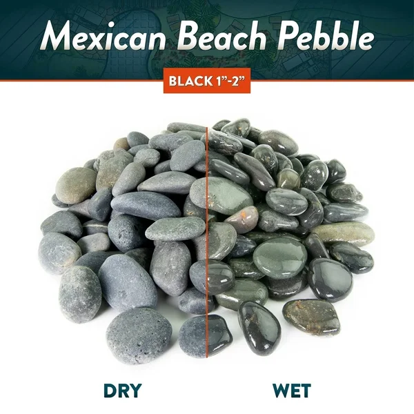 Mexican Beach Pebbles 40 lbs| Smooth Round Stones, Round Rock for Gardens, Landscape, Ponds, and D閏or - 1/2x22-1x22 - Buff But