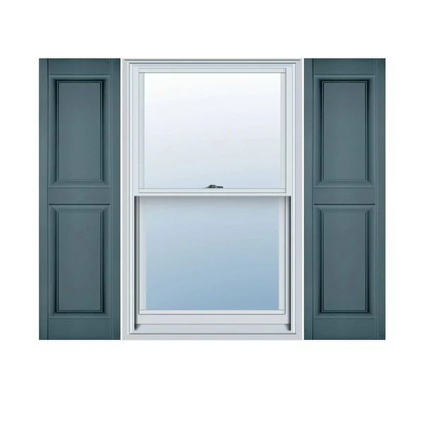 14 1/2 inchw x 26 inchh Lifetime Vinyl - Custom Two Equal Panels, Raised Panel Shutters, Wedgewood Blue