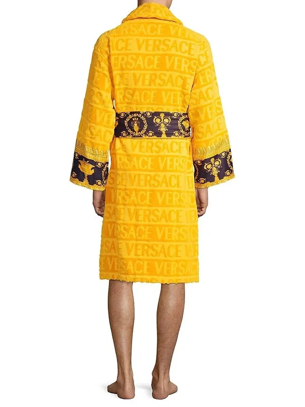Versace Men's Barocco Sleeve Robe, Gold, Men's, XL